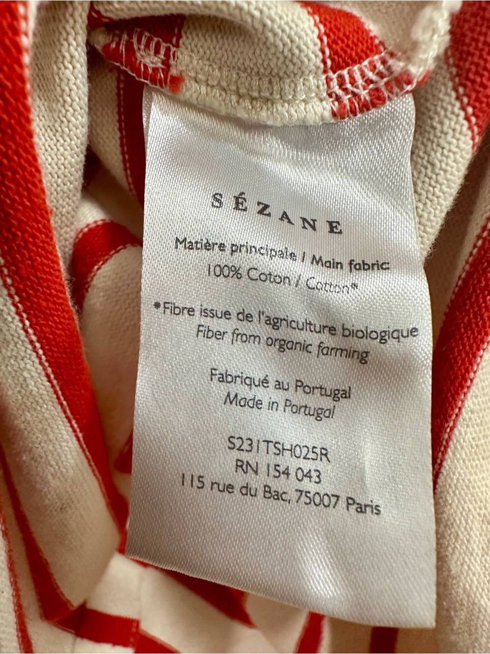 Sezane Red and Cream Striped Square-Neck Cardigan Linea Marinière Size S - Picture 9 of 11